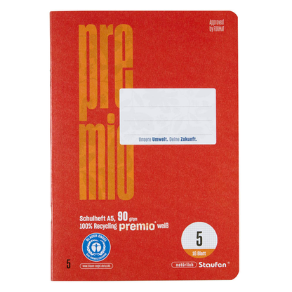 Artikelbild 3 für Staufen® Schulheft Premio Lineatur 5 kariert DIN A5 ohne Rand, 16 Blatt, 1 St., Artikelnummer 453318