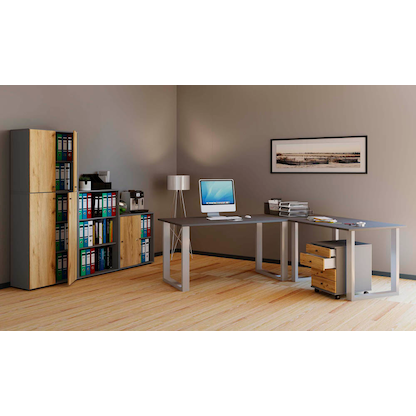 Artikelbild 7 für VCM my office Lona Rollcontainer anthrazit, honig-eiche 4 Auszüge 41,5 x 75,0 x 57,0 cm, Artikelnummer 267926