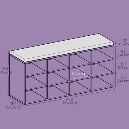 Artikelbild 2 für VASAGLE Schuhbank LHS012W14 weiß, grau Holz 104,0 cm, Artikelnummer 760536