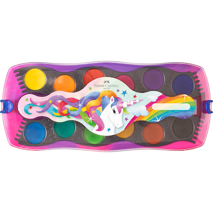 Artikelbild für FABER-CASTELL Einhorn Wasserfarbkasten 12 Farben, Artikelnummer 589568