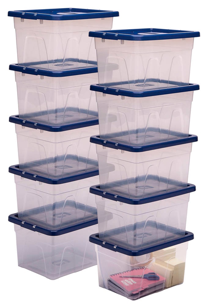 BANKERS BOX ProStore Aufbewahrungsbox 10 L – 4 Stück, Stapelbar, BPA-frei, Für A4, Büro, Keller & Co. Stapelbare Aufbewahrungsbox 39,5x15,5x25,5cm