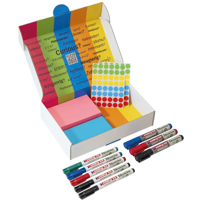 Artikelbild 4 für PLAYROOM Moderationszubehör Workshop 3x Whiteboard-/Flipchartmarker, 5x Permanentmarker, 3x Set Haftnotizen, 2x Bogen Wahlpunkte, Artikelnummer 732436