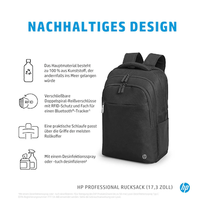Artikelbild 11 für HP Laptop-Rucksack Professional Kunststoff schwarz bis 44,0 cm (17,3 Zoll), Artikelnummer 351397