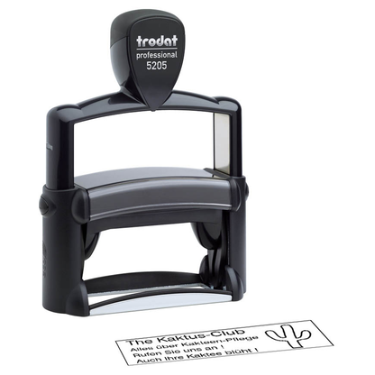 Artikelbild für trodat Textstempel, individualisierbar 5205 selbstfärbend schwarz Logo möglich, 1 St. - Direkt online personalisieren, Artikelnummer 640619