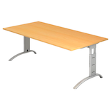 Artikelbild 1 für HAMMERBACHER Savona höhenverstellbarer Schreibtisch buche rechteckig, C-Fuß-Gestell silber 200,0 x 100,0 cm, Artikelnummer 641009