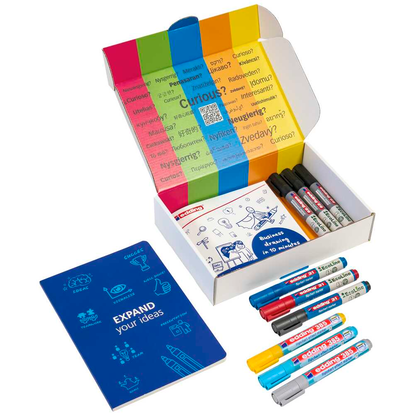 Artikelbild 4 für PLAYROOM Moderationszubehör Visualisation 3x Whiteboardmarker, 3x Flipchartmarker, 3x Flipchart-Effektmarker, 1x Notizbuch, 1x Broschüre „Die Macht der visuellen Kommunikation“, Artikelnummer 732448