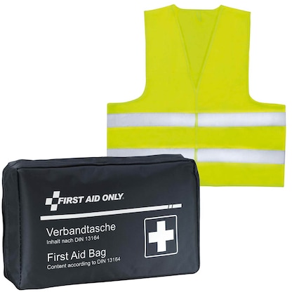 Artikelbild für FIRST AID ONLY® Erste-Hilfe-Tasche mit Warnweste DIN 13167 schwarz, Artikelnummer 314058