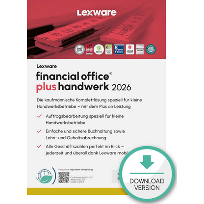 Artikelbild für LEXWARE Financial Office Plus Handwerk 2026 Software Vollversion (Download-Link), Artikelnummer 765606
