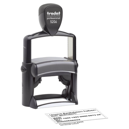 Artikelbild für trodat Textstempel, individualisierbar 5206 IBAN selbstfärbend schwarz Logo möglich, 1 St. - Direkt online personalisieren, Artikelnummer 640696