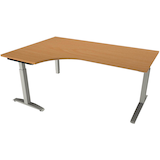 Artikelbild 1 für fm Sidney höhenverstellbarer Schreibtisch buche Bogenform, C-Fuß-Gestell Quadratrohr silber 180,0 x 80,0 cm, Artikelnummer 565612