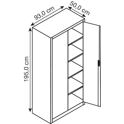 Artikelbild 3 für CP Stahlschrank 8921-052 S10244 lichtgrau 4 Fachböden 93,0 x 50,0 x 195,0 cm, aufgebaut, 1 St., Artikelnummer 150868