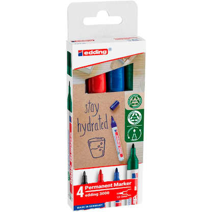Artikelbild 14 für edding 3000 Permanentmarker farbsortiert 1,5 - 3,0 mm, 4 St., Artikelnummer 580410