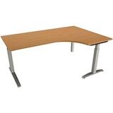 Artikelbild 1 für fm Sidney höhenverstellbarer Schreibtisch buche Bogenform, C-Fuß-Gestell Quadratrohr silber 180,0 x 80,0 cm, Artikelnummer 565711