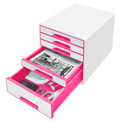 Artikelbild 2 für LEITZ Schubladenbox WOW Cube perlweiß/pink 52142023, DIN A4 mit 5 Schubladen, 1 St., Artikelnummer 418645