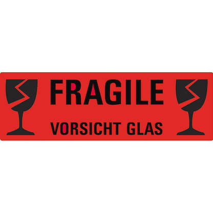 Artikelbild 2 für AVERY Zweckform Warnetiketten 3050 rot »Fragile Vorsicht Glas« 119,0 x 38,0 mm, 10 Etiketten , Artikelnummer 892481