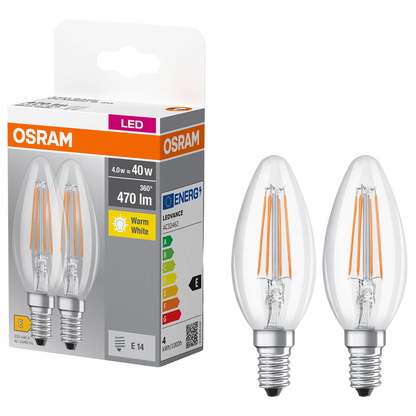 Artikelbild für OSRAM LED-Lampen Base CLASSIC B40 Multipack E14 4 W klar, 2 St., Artikelnummer 144277