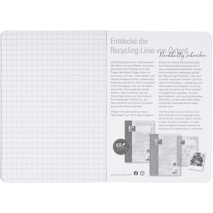 Artikelbild 7 für OXFORD Schulhefte Recycling Lineatur 52 kariert DIN A6 ohne Rand, 32 Blatt, 1 St., Artikelnummer 704233