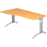 Artikelbild 1 für HAMMERBACHER Savona höhenverstellbarer Schreibtisch buche Trapezform, C-Fuß-Gestell silber 180,0 x 80,0/100,0 cm, Artikelnummer 641062