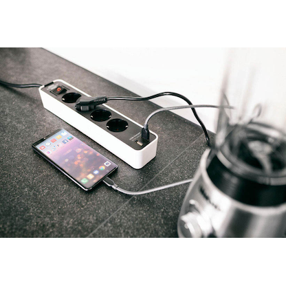 Artikelbild 3 für brennenstuhl Ecolor USB-A 4-fach Steckdosenleiste mit Schalter 1,5 m weiß mit USB-Buchse, Artikelnummer 853162