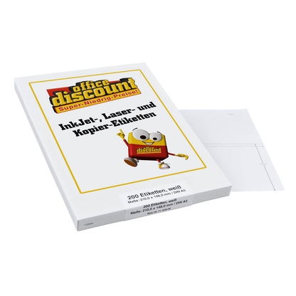 Artikelbild für office discount Etiketten weiß 210,0 x 148,0 mm, 100 Blatt, Artikelnummer 711630