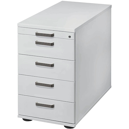 Artikelbild für HAMMERBACHER SC50 Standcontainer lichtgrau 5 Auszüge Kunststoff-Relinggriff silber 42,8 x 80,0 x 72,0 - 76,0 cm, Artikelnummer 865156