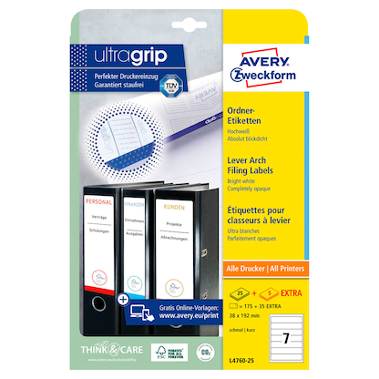 Artikelbild 2 für AVERY Zweckform Ordneretiketten L4760-25 weiß, 30 Blatt, Artikelnummer 345611