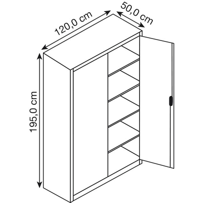 Artikelbild 2 für CP Stahlschrank 8931-052 S10279 lichtgrau 4 Fachböden 120,0 x 50,0 x 195,0 cm, aufgebaut, 1 St., Artikelnummer 150983