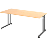 Artikelbild 1 für HAMMERBACHER ZS19 höhenverstellbarer Schreibtisch ahorn rechteckig, C-Fuß-Gestell grau 180,0 x 80,0 cm, Artikelnummer 991935