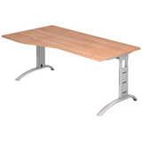 Artikelbild 1 für HAMMERBACHER FS18 höhenverstellbarer Schreibtisch nussbaum Trapezform, C-Fuß-Gestell silber 180,0 x 80,0/100,0 cm, Artikelnummer 867700