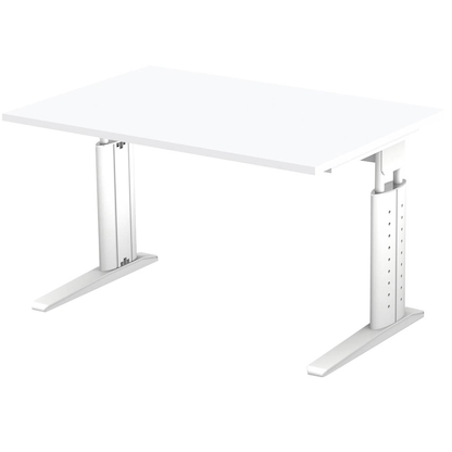 Artikelbild für HAMMERBACHER Haziender höhenverstellbarer Schreibtisch weiß rechteckig, C-Fuß-Gestell weiß 120,0 x 80,0 cm, Artikelnummer 791780