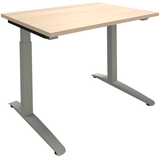 Artikelbild 1 für fm Sidney höhenverstellbarer Schreibtisch akazie rechteckig, C-Fuß-Gestell Quadratrohr silber 100,0 x 80,0 cm, Artikelnummer 371662