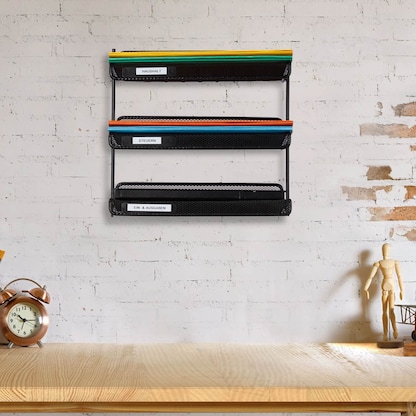 Artikelbild 4 für relaxdays Briefablagen-System schwarz, 3 Fächer, Artikelnummer 516751