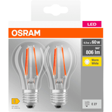 Artikelbild 1 für OSRAM LED-Lampen Base CLASSIC A60 Multipack E27 7 W klar, 2 St., Artikelnummer 144267
