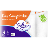 Artikelbild 1 für Soft Star Küchenrollen Das Saugstarke 3-lagig, 4 Rollen, Artikelnummer 512063
