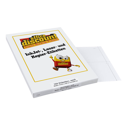 Artikelbild für office discount Etiketten weiß 210,0 x 297,0 mm, 100 Blatt, Artikelnummer 711648