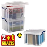 Artikelbild 1 für 2 + 1 GRATIS: Really Useful Box Aufbewahrungsboxen 2x 35,0 l transparent 48,0 x 39,0 x 31,0 cm, 2 St. + GRATIS 1 St., Artikelnummer 475798