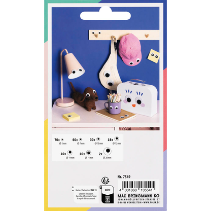 Artikelbild 5 für folia Wackelaugen weiß BIG BOX MIX Ø 5,0 - 20,0 mm, 200 St., Artikelnummer 692481