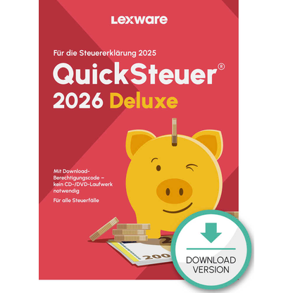 Artikelbild für LEXWARE QuickSteuer Deluxe 2026 (für das Steuerjahr 2025) Software Vollversion (Download-Link), Artikelnummer 765648