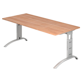 Artikelbild 1 für HAMMERBACHER FS19 höhenverstellbarer Schreibtisch nussbaum rechteckig, C-Fuß-Gestell silber 180,0 x 80,0 cm, Artikelnummer 867729