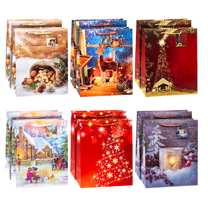 Artikelbild für TSI Geschenktüten Weihnachten Serie 10 Motiv sortiert 26,0 x 32,0 cm, 12 St., Artikelnummer 652707