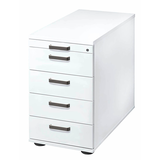 Artikelbild 1 für HAMMERBACHER Haziender Standcontainer weiß 5 Auszüge Kunststoff-Relinggriff silber 42,8 x 80,0 x 72,0 - 76,0 cm, Artikelnummer 792390