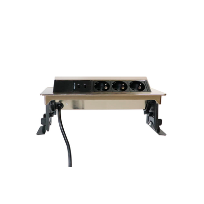 Artikelbild 3 für HAMMERBACHER 3-fach Tischsteckdose 2,0 m silber mit USB-Buchse, Artikelnummer 240372