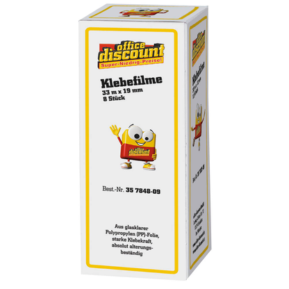 Artikelbild 2 für office discount Klebefilm transparent 19,0 mm x 33,0 m 8 Rollen, Artikelnummer 357848