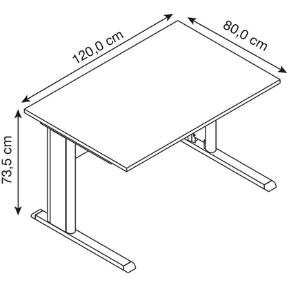 Artikelbild 2 für HAMMERBACHER GS12 Schreibtisch ahorn rechteckig, C-Fuß-Gestell silber 120,0 x 80,0 cm, Artikelnummer 843072