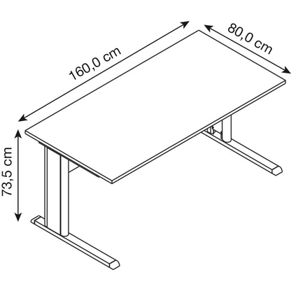 Artikelbild 2 für HAMMERBACHER Inader Schreibtisch ahorn rechteckig, C-Fuß-Gestell silber 160,0 x 80,0 cm, Artikelnummer 842068
