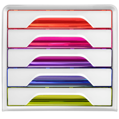 Artikelbild 2 für cep Schubladenbox Smoove weiß/bunt-transparent 1071110931, DIN A4 mit 5 Schubladen, 1 St., Artikelnummer 429462