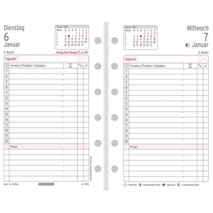 Artikelbild 2 für CHRONOPLAN Kalendereinlage 2026 Tagesplan Mini (7,9 x 12,5 cm), Artikelnummer 591109