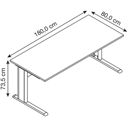 Artikelbild 2 für HAMMERBACHER GS19 Schreibtisch ahorn rechteckig, C-Fuß-Gestell silber 180,0 x 80,0 cm, Artikelnummer 843134