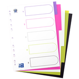 Artikelbild 1 für OXFORD Ordnerregister myColour DIN A4 Vollformat blanko lila, pink, weiß, grün, schwarz 5-teilig, 1 Satz, Artikelnummer 651976