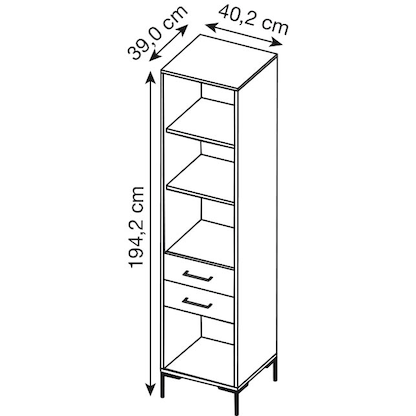 Artikelbild 2 für MÖBELPARTNER Regalschrank 2000, 146468 landhaus-eiche 40,2 x 39,0 x 194,2 cm, 1 St., Artikelnummer 183984